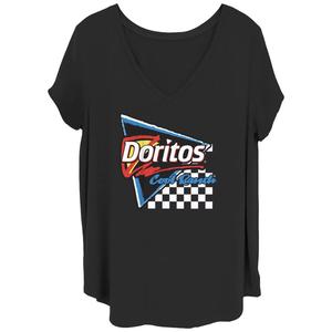 Футболка больших размеров Doritos Cool Ranch Racing с треугольным вырезом и графическим рисунком для юниоров с v-образным вырезом и флагом Doritos