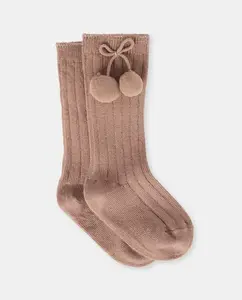 Детский простой носок с помпоном Coconut El Corte Inglés, светло-коричневый