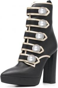 Женские ботильоны YDN с заостренным носком, на высокой устойчивой шпильке, средние по голенищу, жемчужного цвета, с молнией, стильные, для вечеринок и танцев, размеры 4-15 US, Black