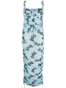 Charles Jeffrey Loverboy сетчатое платье с графичным принтом, синий