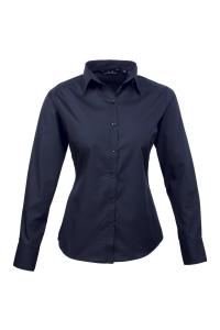 Поплиновая блузка с длинным рукавом. Простая рабочая рубашка. Premier, темно-синий