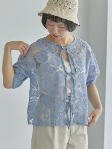 Блузка с двусторонней кружевной лентой спереди и сзади