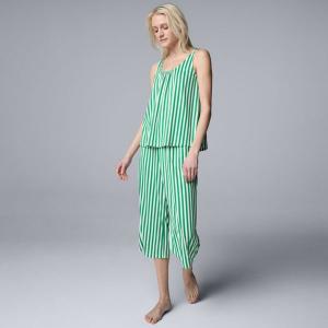 Женский комплект для сна из топа и шорт Simply Vera Vera Wang, цвет kelly green stripe