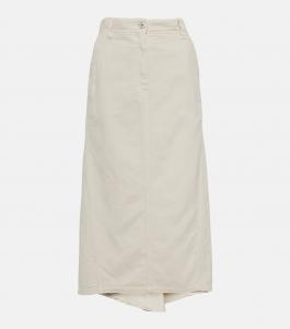 Юбка миди из хлопка и льна Brunello Cucinelli, белый