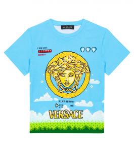 Хлопковая футболка с изображением медузы Video Game Versace, разноцветный