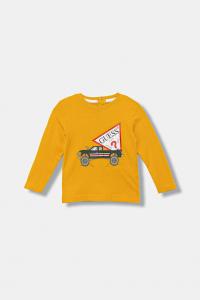 Детский хлопковый лонгслив Guess, желтый