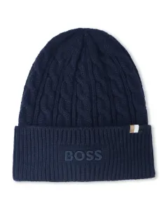 Детская шапка из вискозы BOSS Kidswear, темно-синий