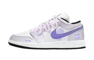 Jordan Кроссовки Air 1 Low Heartbeat Moment устойчивые к истиранию низкие винтажные баскетбольные Unisex белый фиолетовый