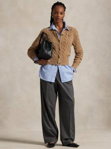 Кардиган из шерстяной смеси с косой вязкой Polo Ralph Lauren, Brown