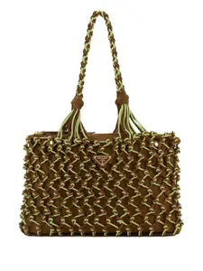 Маленькая сумка-тоут Noué с плетеной ручкой Prada, коричневый