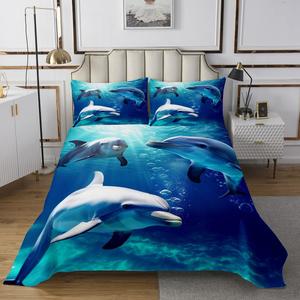 Erosebridal Комплект постельного белья Cute Dolphin с 3D принтом дельфинов в морском стиле для детей и подростков, Multi 06