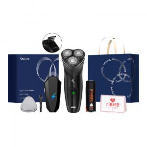 84 роторная электробритва для мужчин, перезаряжаемая, моющаяся головка, умный триммер для бороды AUX, черный