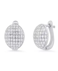 Женские серьги-хаги из стерлингового серебра с имитацией бриллиантов Steeltime, silver