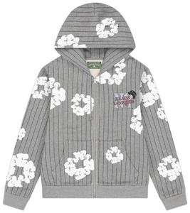 Худи на молнии Denim Tears Pinstripe Wreath, серый