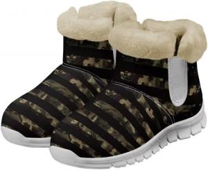 Женские зимние ботинки Jeiento, комфортные пушистые ботильоны на меху, утепленные зимние сапоги, теплые, на мягкой подошве, противоскользящие, повседневные с утолщенной подошвой, Green Camo American Flag