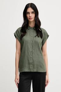 Льняная рубашка United Colors Of Benetton, зеленый