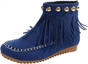 Hhhchpm Женские ботильоны до щиколотки - ковбойские ботинки в западном стиле с бахромой, низким каблуком, замшевые, повседневные с металлическими бусинами