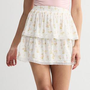Юбка-мини с ярусами Juniors So, Creamy Peach Floral