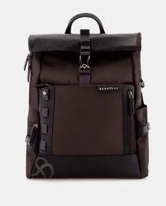 Мужской рюкзак из темно-коричневой ткани с откидным клапаном Scharlau, темно-коричневый