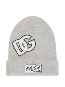 Шапка бини в рубчик с нашивкой-логотипом Dolce & Gabbana Kids, серый