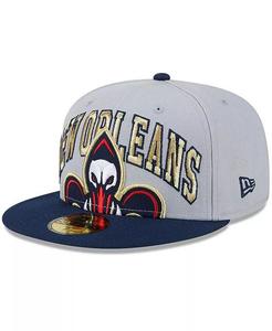 Мужская серо-темно-синяя двухцветная облегающая шляпа New Orleans Pelicans Tip-Off 59FIFTY New Era, серый