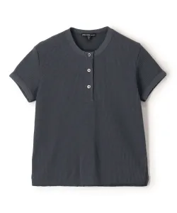 Пуловер с воротником-хенли из хлопка и льна с вафельной текстурой, модель WCLW3146