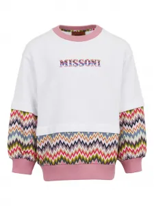Топ с зигзагообразным узором и логотипом Missoni Kids, белый