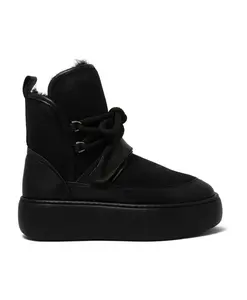 Черные ботинки на платформе из овчины со шнуровкой Barracuda, черный