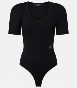 Вышитый хлопковый боди Jacquemus, черный