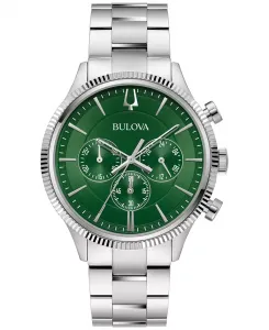 Мужские хронографические часы со стальным браслетом 42 мм Bulova