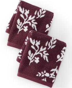 Набор из двух жаккардовых хлопковых салфеток для лица Lands' End, цвет royal burgundy flower sprig