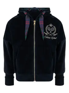 Бархатное худи на молнии Lapin House, синий