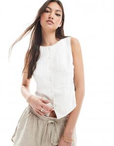 Текстурированный топ Stradivarius с пуговицами цвета экрю