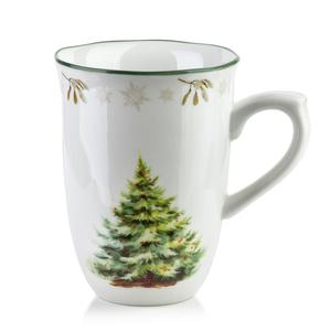 Белая кружка «Санта Сирень» 15х11х11 см, фарфор Mondex, зеленый