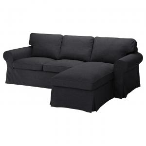 3-местный диван с шезлонгом EKTORP IKEA, цвет with chaise longue/hillared anthracite