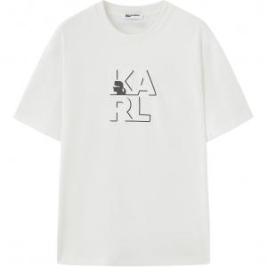 Karl Lagerfeld / Karl Lagerfeld Jeans Мужские белые футболки с круглым вырезом средней высоты