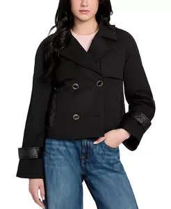 Женский укороченный стеганый тренчкот GUESS, черный