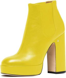 Женские ботильоны YDN с круглым носком на платформе, высоком каблуке и объемной подошве, на резинке, Yellow