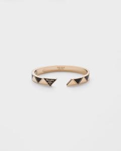 Браслет-кафф Eternal Gold из желтого золота с керамическими элементами Prada, золото/черный