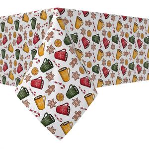 Прямоугольная скатерть, 100 % хлопок, 52x120 дюймов, горячее какао и печенье.