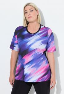 Футболка Ulla Popken CUTOUT ABSTRACT SHORT SLEEVE , Ink Blue/Purple