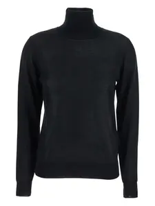 Топ из смеси шерсти и шелка с высоким воротником P.A.R.O.S.H., черный