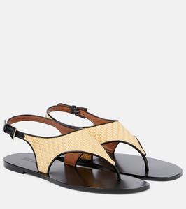 Сандалии-шлепки с эффектом рафии Amalfi Paris Texas, Naturale Black