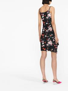 Rabanne платье мини с цветочным принтом, черный