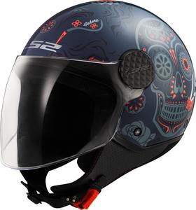 LS2 of558 sphere lux ii maxca jet helmet, Blue/Orange