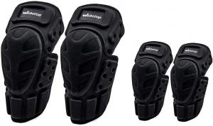 Наколенники и налокотники для взрослых и подростков Webetop для мотокросса, защита голени, комплект защитной экипировки (4 предмета) (черный), Black