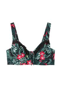 Верх бикини на косточках и контрастными воланами sheego, цвет Schwarz Bedruckt