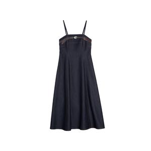 ELLE Слип-платье Women's Denim Blue с квадратным вырезом, средней длины