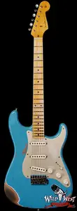 Fender Custom Shop Ограниченная серия 1958 Stratocaster, гриф из клена с рисунком AA Flame, Heavy Relic, сильно состаренный, Taos Turquoise, вес 7,75 фунта