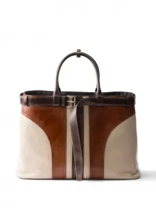 Сумка-тоут с поясом Prada, нейтральный